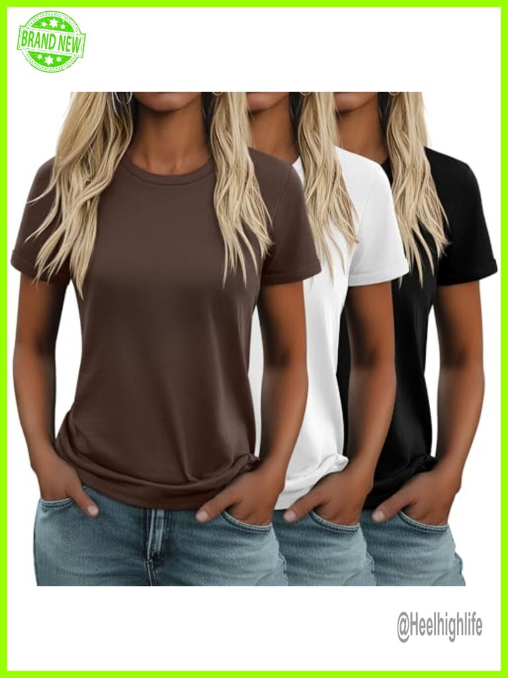 Cotton Women's Short Sleeve Crew Neck T-Shirts - 3 Pack Basic Tees